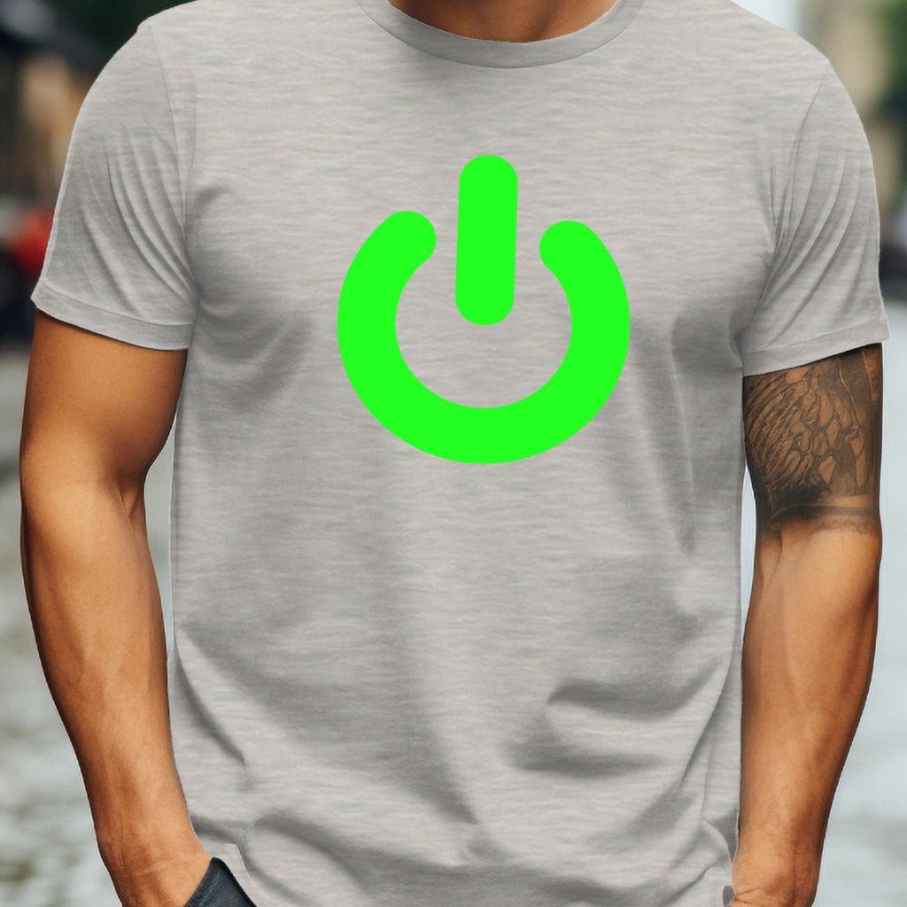 Men Casual Cotton T-Shirt with Green Fluorescent Heartbeat Icon Crew Neck Short Sleeve Summer Streetwear Men Clothing