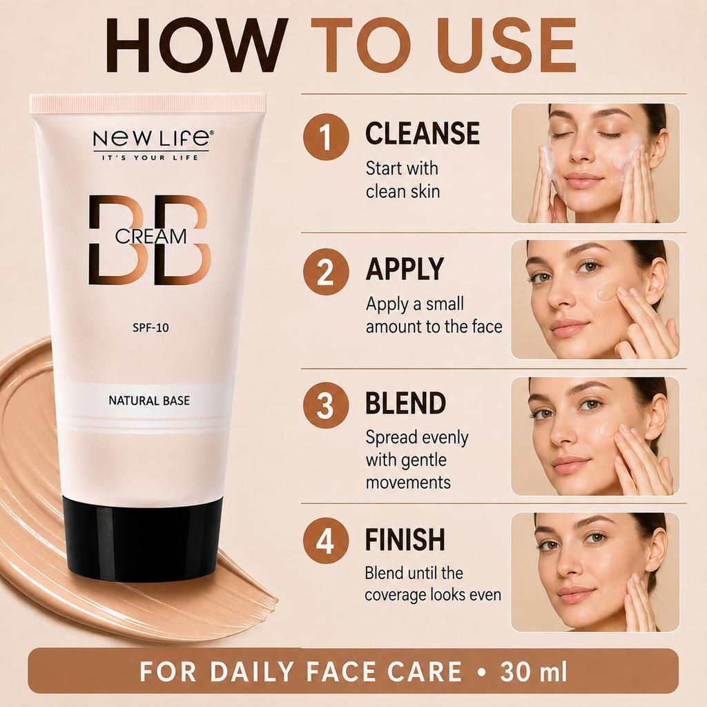 BB Крем Тональный Для Лица New Life Натуральный Беж SPF 10 Для Ровного Тона и Увлажнения