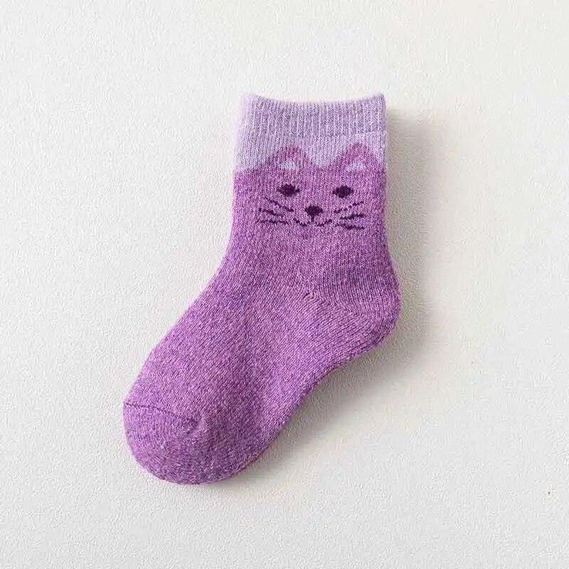 

1 пара теплых детских носков в стиле ретро, ​​европейский стиль, носки до середины икры с котом для детей, для мальчиков и девочек, осенне-зимние утепленные хлопковые носки для детей 1-12 лет L лавандовый
