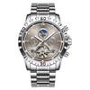 Herren-Geschäftsuhr Mechanische Uhr Wasserdicht Tourbillon Stahlarmbanduhr Mondphase Multifunktionale Herrenuhr