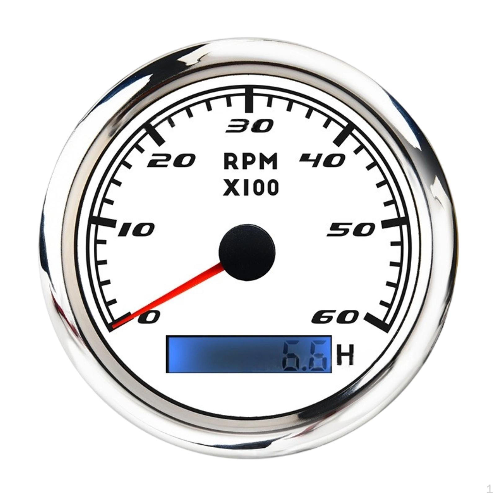 

Цифровой тахометр-счетчик моточасов Универсальный измеритель оборотов для 12 В/24 В Авто Лодка Грузовик 0 to 60 white