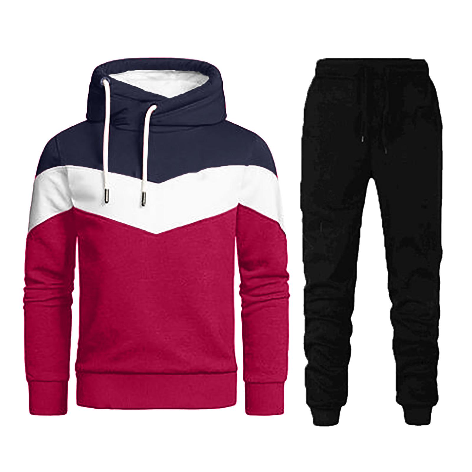 

Мужская толстовка с капюшоном, спортивные штаны, спортивный костюм для фитнеса и отдыха M красный