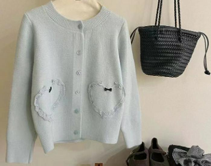 Autumn 2025 Embroidered Heart Button Knit Cardigan & Top Sweater for Women
