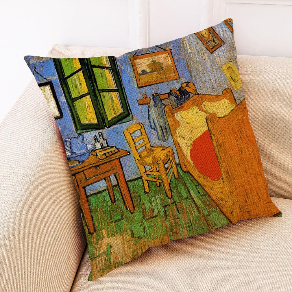 Van Gogh Sternenhimmel Leinen Kissenbezug Hülle Nordische Ölgemälde Kissen Dekorative Heimdekoration Sofakissen