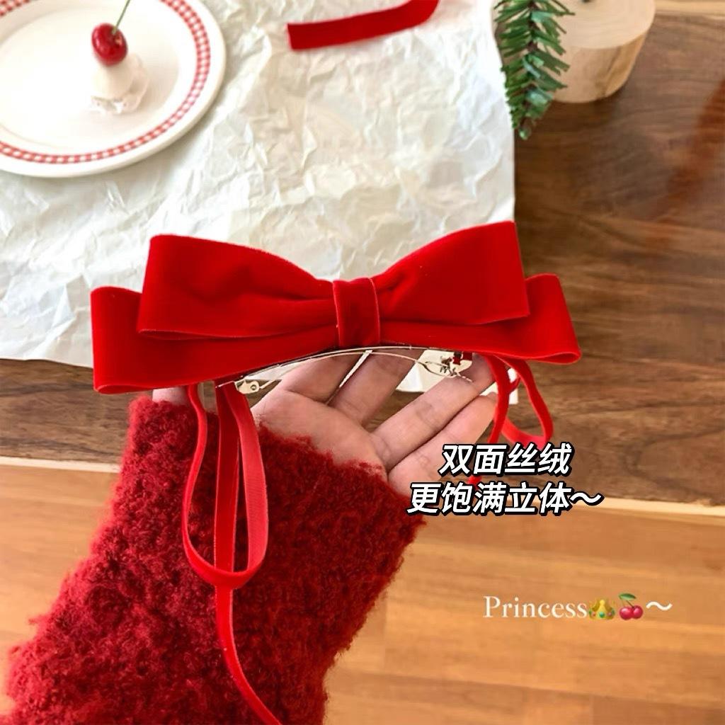 

Рождественская атмосфера, красная заколка-бантик, милая и милая заколка-сердечко для девочки, высококачественные новогодние аксессуары для волос для женщин красный