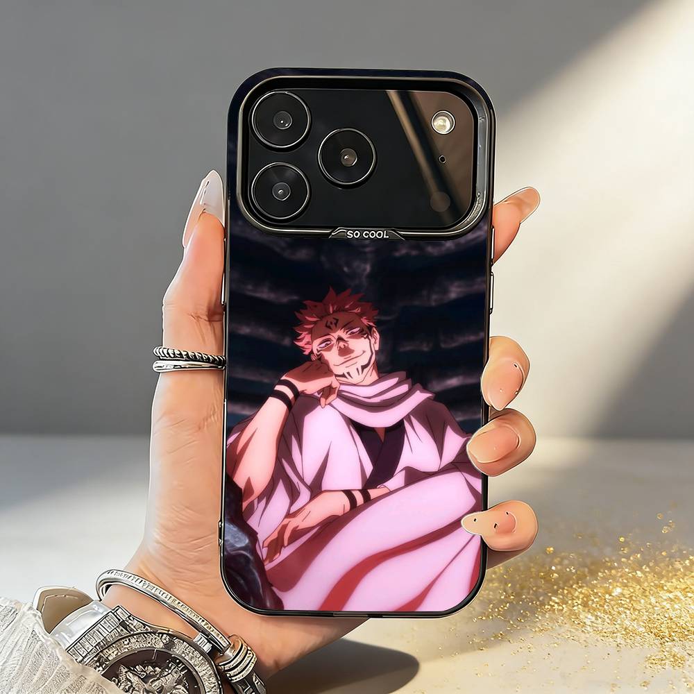 J-Jujutsu K-Kaisen Gojo Sukuna Phone Case For iPhone17,16,15,14,13,12,11,Pro,MAX Gray Matte Silicone Black Cover