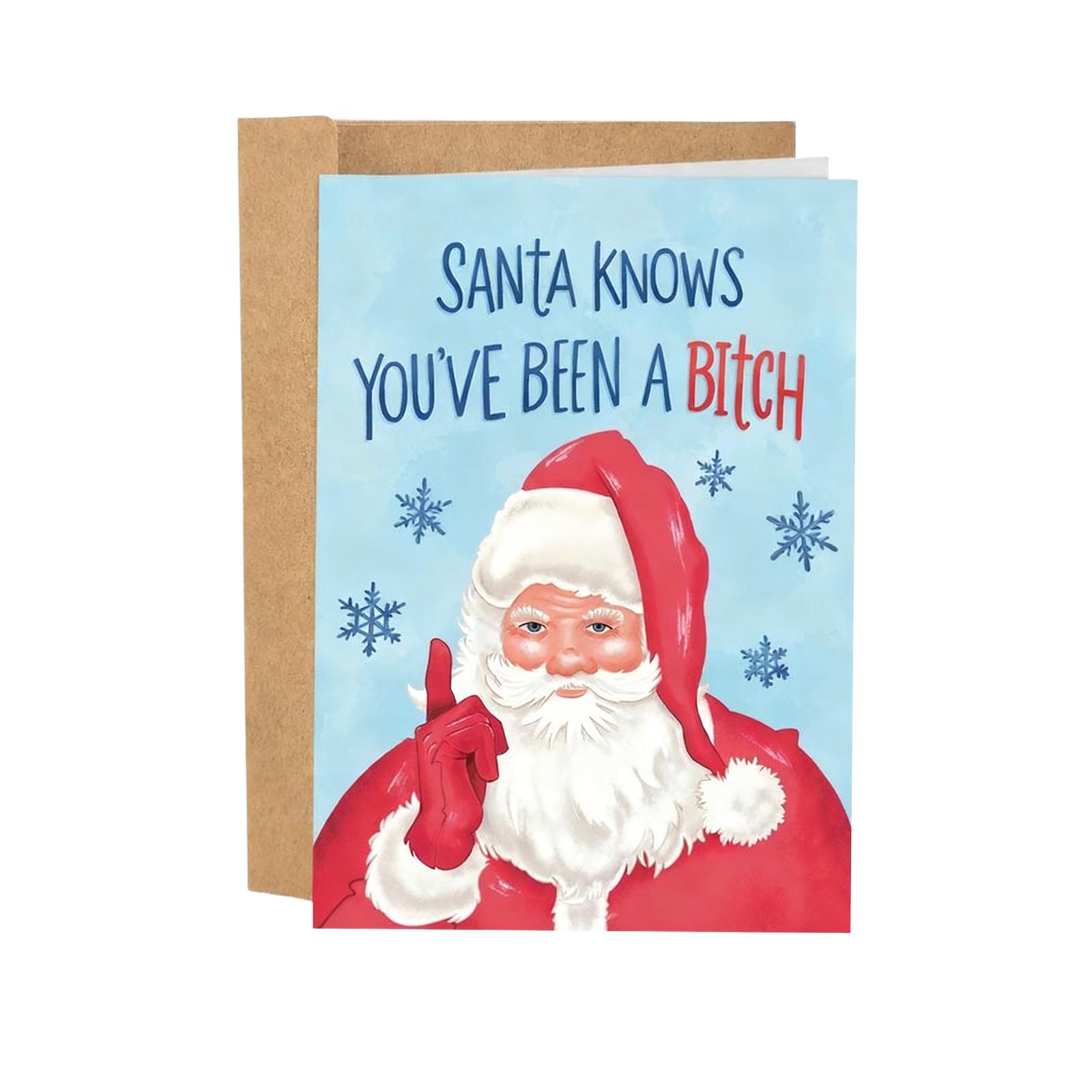 

Грубые рождественские открытки - Взрослый юмор, подарки-приколы с конвертами из крафт-бумаги One Size