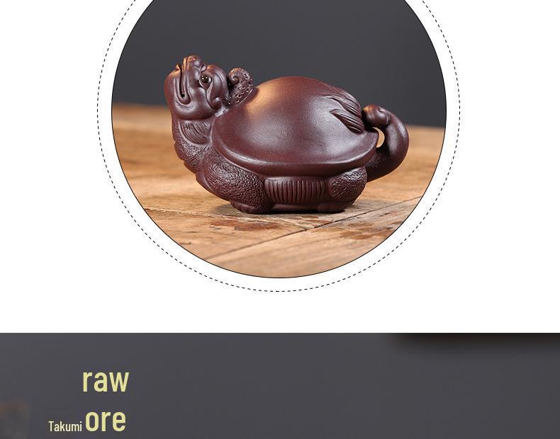 Handmade Yixing Zisha Dragon Turtle Tea Pet Sculpture for Tea Ceremony