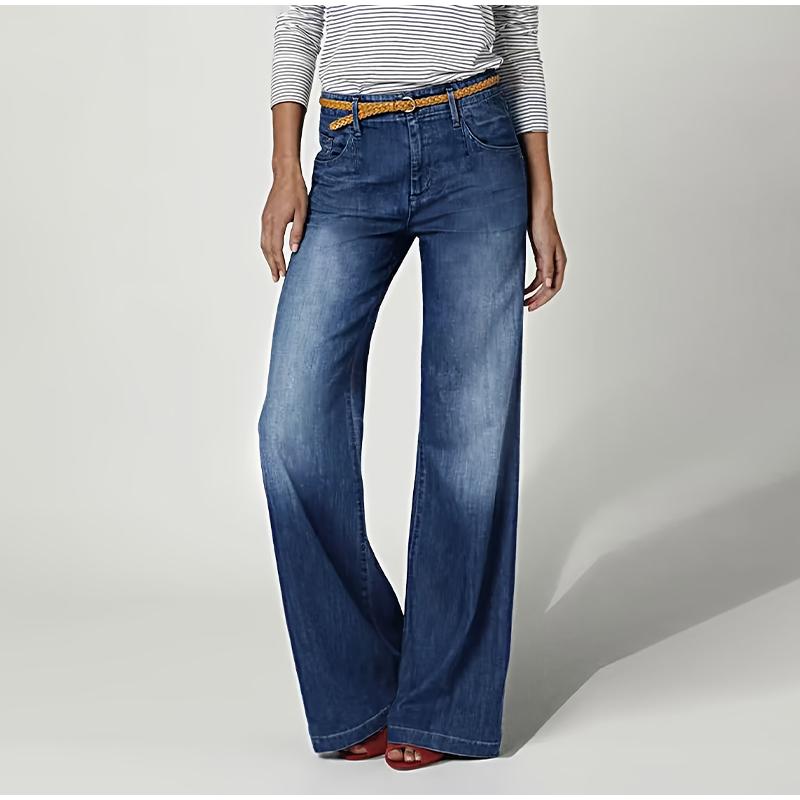 

2025 Spring New Women s Jeans Retro Fashion Casual High Waisted Trousers Straight Leg Slim Wide Leg Pants Female Clothing 2XL темно-синього кольору