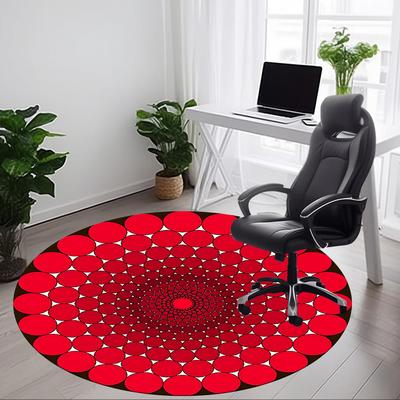 1pc Red Circles Pattern Chair Carpet for Office Non-Slip, Machine Washable Rug for Office, Room - Holiday Decor, Machine Made Yy251016183