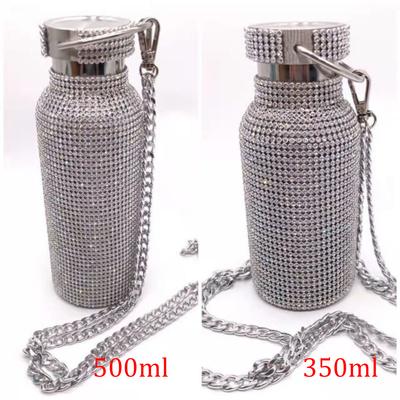 350ml/500ml Diamond Thermos Bottle Insulated Rhinestone Vacuum Cup Stainless Steel Flask Bottle Drinking Kettle