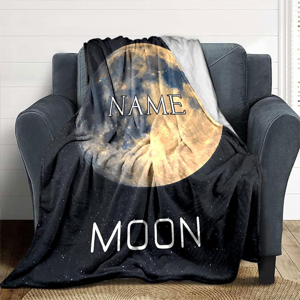 Moon With Overlay Lightweight Personalized Blanket Personalized Name Ultrasoft Perfect For Sofa Couch Office Bed Picnics For All Occasions Modern