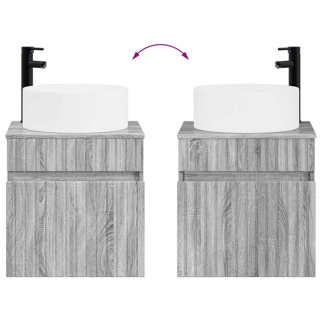 Wall Mounted Washbasin Vanity in Grey Sonoma