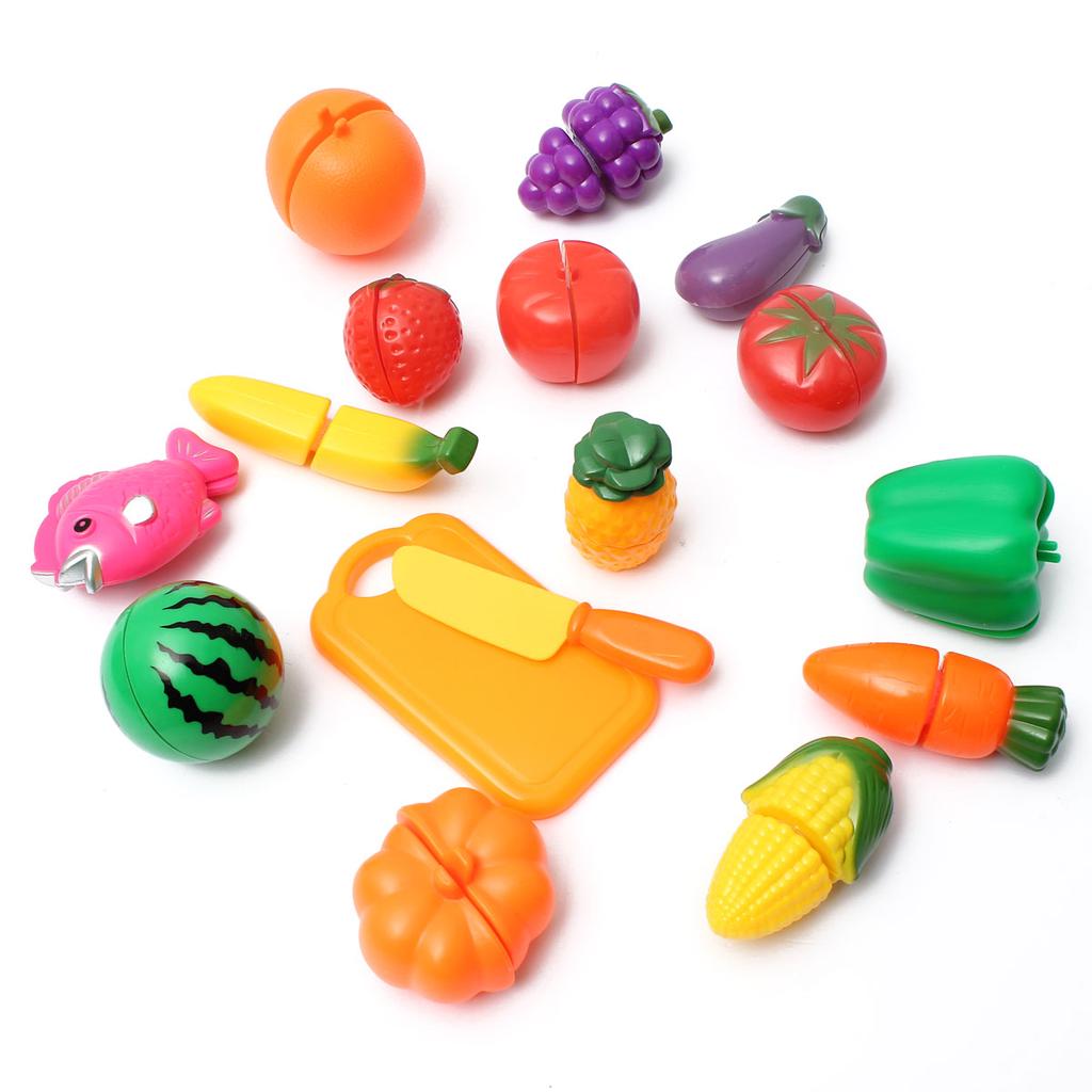 Buy 16pcs Plastic Kitchen Food Fruit Vegetable Fish Cutting Kid
