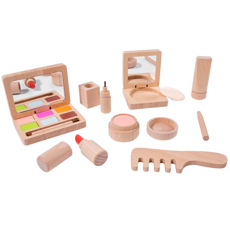 Wooden Children's Makeup Playset: Pretend Play Dressing Table for Girls