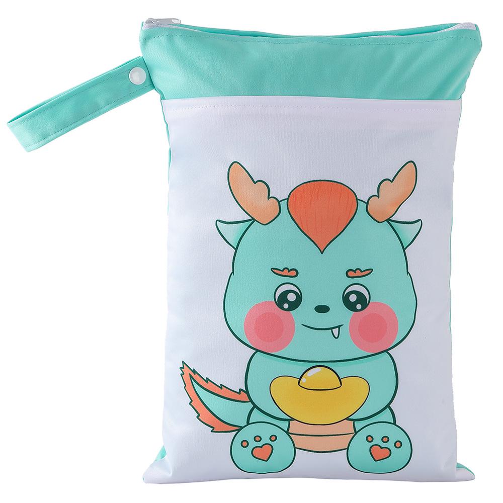 25x35CM Waterproof Double Zipper Double Pocket Printed Diaper Bag