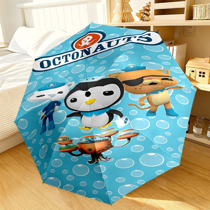 Octonauts Adventure Beyond Automatic Folding Umbrella - 8-Rib Travel Umbrella with Auto Portable Case, Ideal Gift for Birthdays