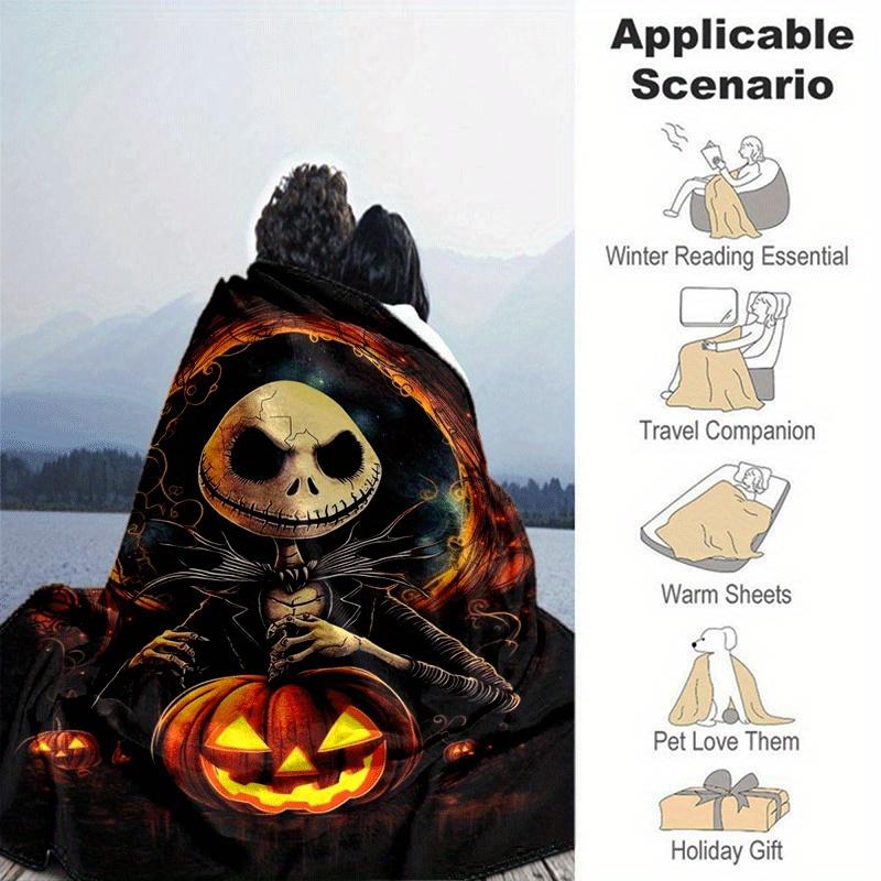1pc The Nightmare Before Christmas Printing Blanket - Soft, All-Season Throw for Living Room, Bedroom,Personalized Gift with Adorable Cartoon Design