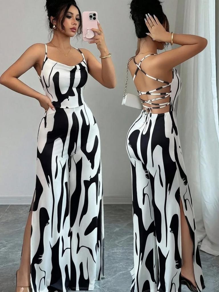 Summer New Hot-selling Women's Clothing European and American Style Fashion Printing Sexy Suspender Dress