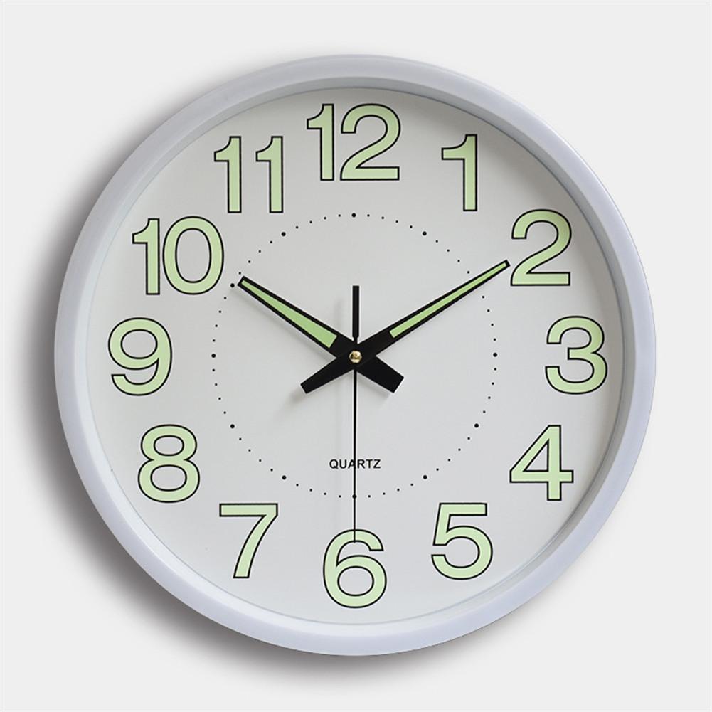 

12 Inch 30cm Luminous Wall Clock Silent Quartz Clock For Bedroom Living Room white
