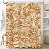 Vintage Floral Shower Curtain Waterproof Bathroom Decor Home Decoration Wall Hanging for Bathtub White on Rustic Orange