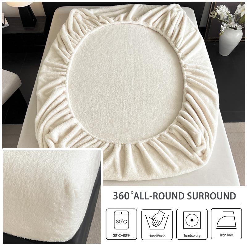 Coral Fleece Bed Cover Fitted Bed Sheets Soft Elastic Adjustable Bedspread Mattress Cover Protector Winter Keep Warm 1Pc