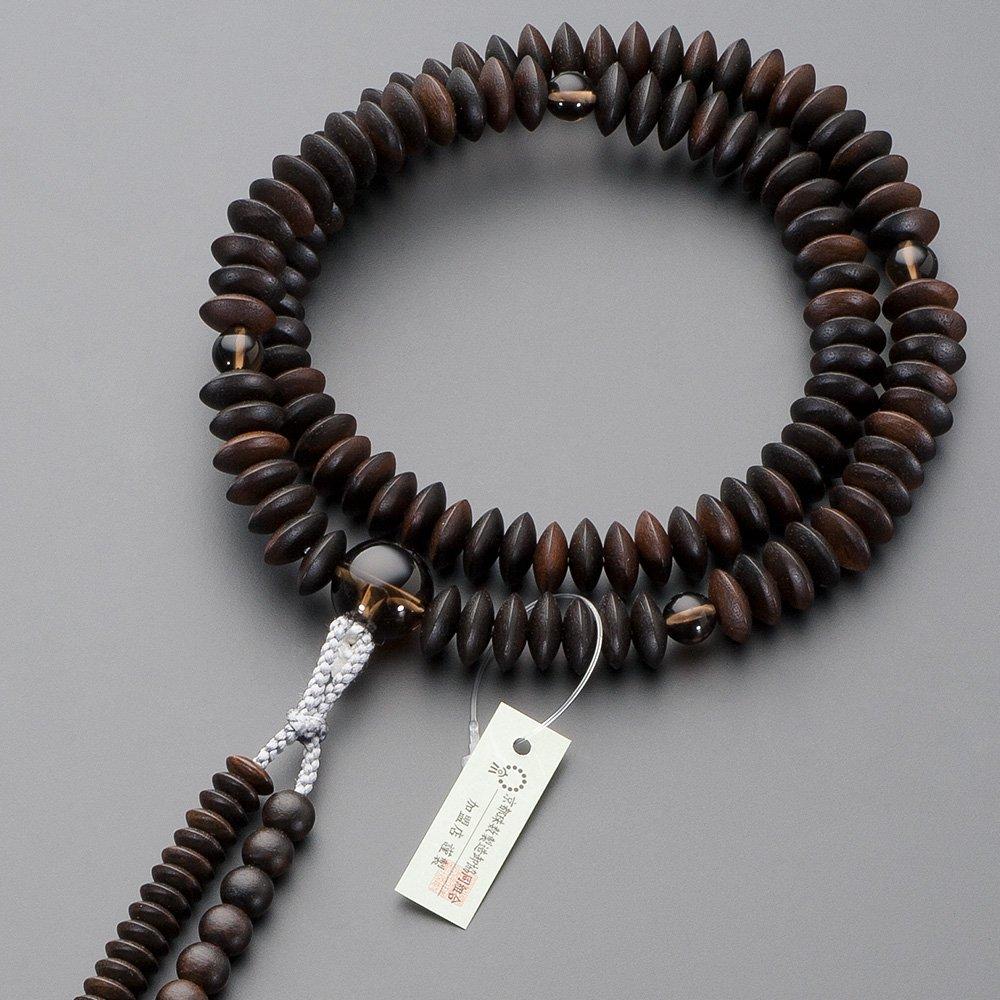 Buddhist Altar Store Takita Shoten Prayer Beads Tendai Sect Authentic Rosary Beads Striped Ebony Brown Crystal Tailoring 9 Inches Pure Silk Hanabon