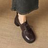 Krazing Pot Microfiber Round Toe Thick Med Heels Spring Summer Shoes Big Size 43 Size 33 Women Lace Up Platform Pumps