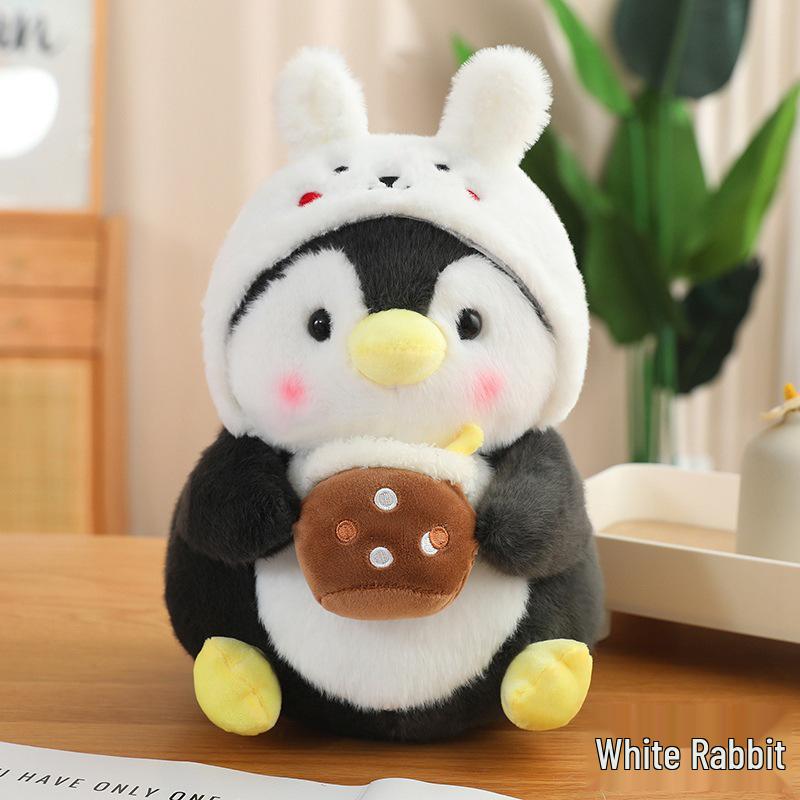 Influencer-Inspired Dondon Penguin Milk Tea Plush Toy - Cartoon Penguin Animal Doll for Children