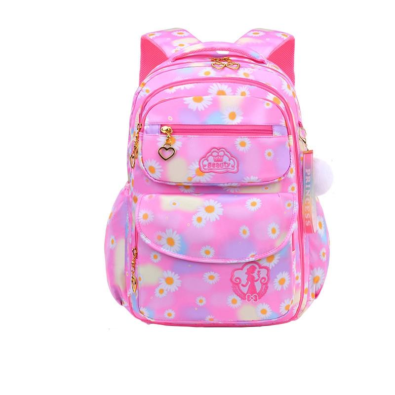 Ortopediniai pradinės mokyklos krepšiai mergaitėms, spalvų gradientas, vaikiška kuprinė, didelės talpos vaikiška kuprinė