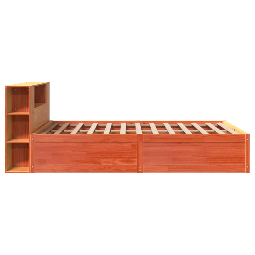 Solid Wood Bed without Mattress Wax Brown 135x190 cm Pine Wood