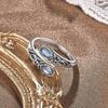 QIBAOKU Anello Retro Argento Pietra di Luna Moda Stile Vittoriano Rilievo Fiocco Anello Bosnia Regalo Regolabile