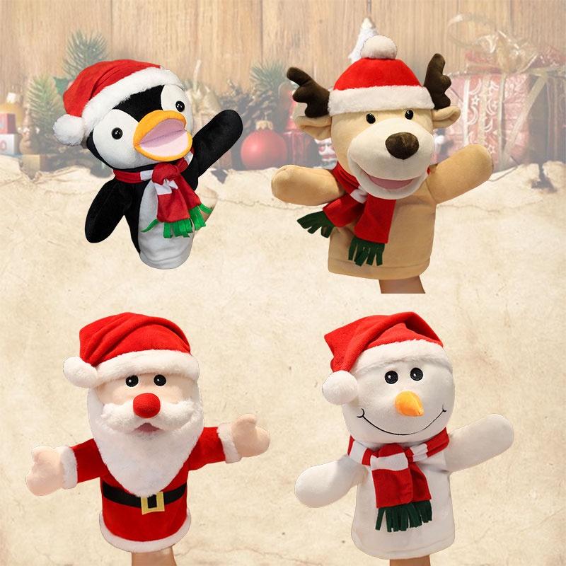 Festliche Weihnachtsmann Bauchrednerpuppe Spielzeug Mundbewegliche Plüschpuppe für Kinder Weihnachtsgeschenk