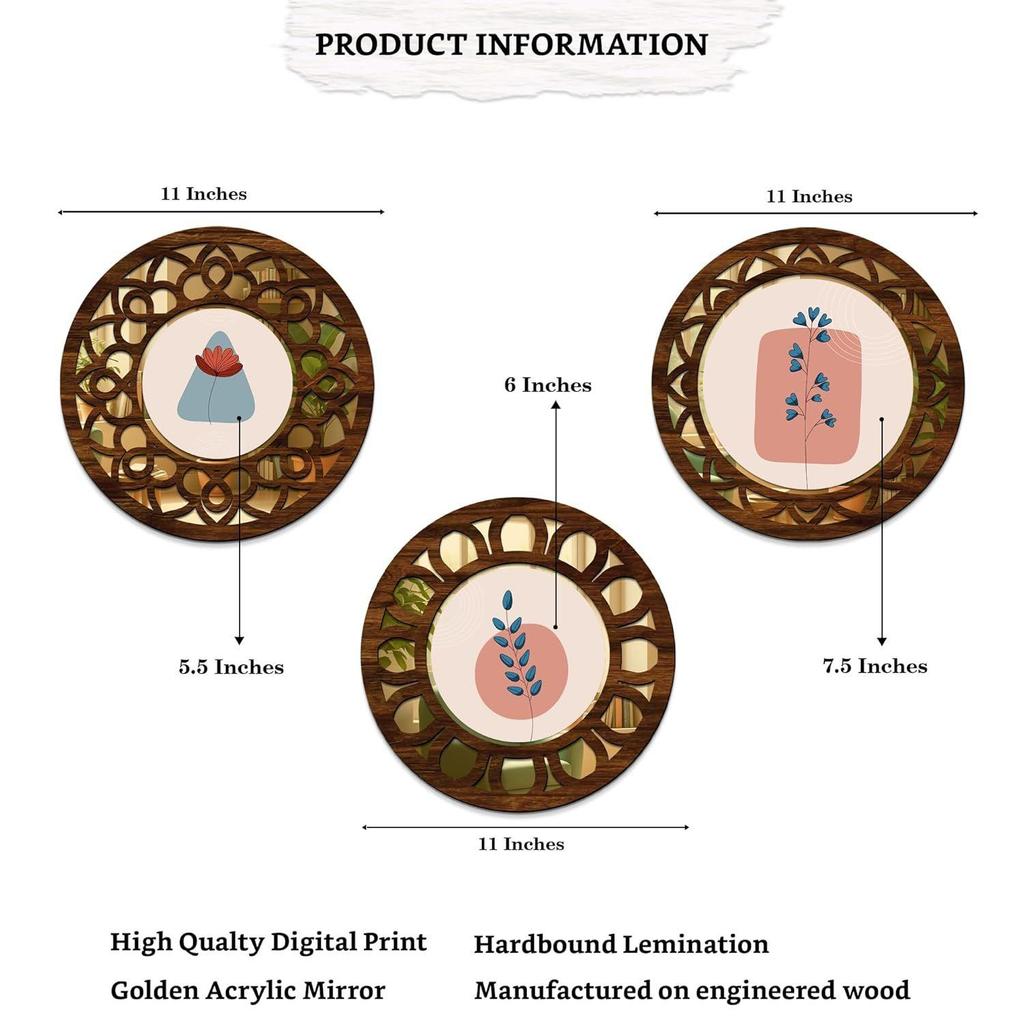 Wooden Mirror Style Modern Art Wall Décor Items for Living Room | Home Décor Items | Room Decortaion Items for Bedroom | Home Décor