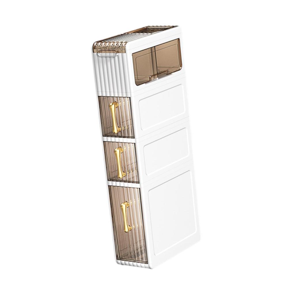 Bathroom Storage Floor Cabinet with Drawers Handles Silent Wheel Space Saving