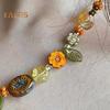 Handmade Beaded Necklace Resin Flower Plant Bead Choker for Teen Girls Women Girlfriend Wedding Bride