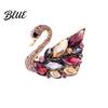 Alloy Swan Brooch Rhinestone Wreath Artificial Gemstones Lapel Pin Retro