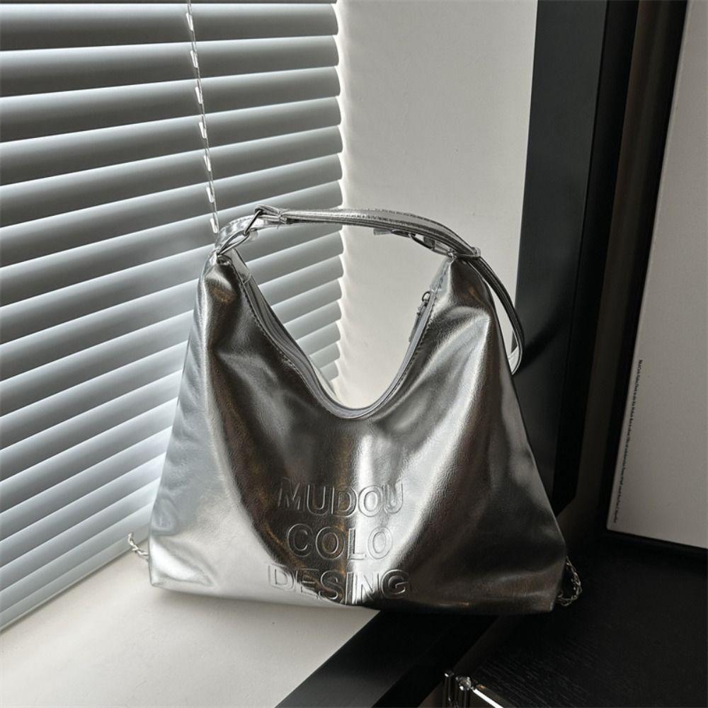 Large Capacity Women's Underarm Bag Korean Style Casual Commuting Bag Pu Leather Tote Bag  Travel