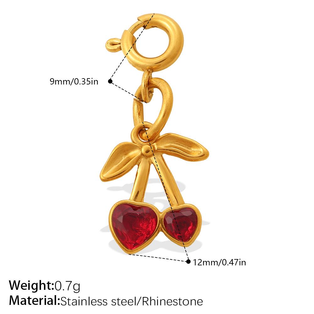 Vitality Sweet Wind Rhinestone Variety Jewelry Buckle Cherry Pendant Stainless Steel Gold Plated Exquisite Accessories
