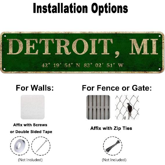 

LINStore Детройт, Мичиган Знак города Рустикальный Винтажный Металлическое Искусство Настенный Декор Офис/Дом/Классная комната 4” x 16”