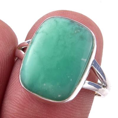 Natural Chrysoprase Gemstone Handmade 925 Solid Sterling Silver Ring Size 9 P3g01