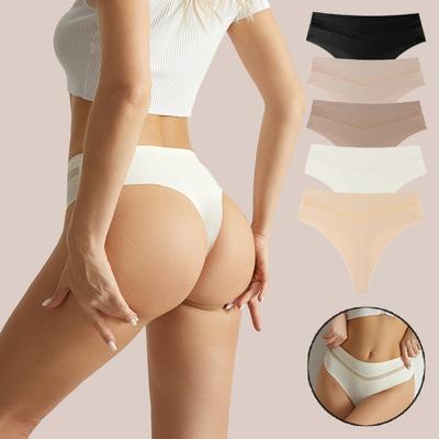 Ladies Spring and Summer Solid Color Hollow Net Yarn A Piece of Ice Silk No Trace Invisible Briefs