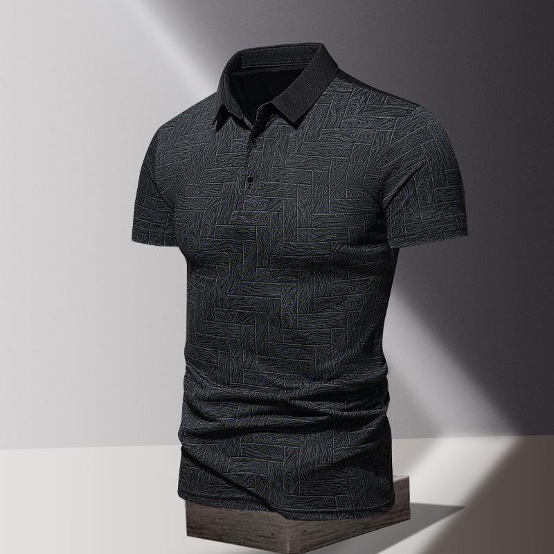 

Американская Высококачественная Рубашка-поло с Лацканами из Ледяного Шелка для Бизнеса Мужская Индивидуальная Модная Футболка с Коротким Рукавом для Работы 4XL чёрный