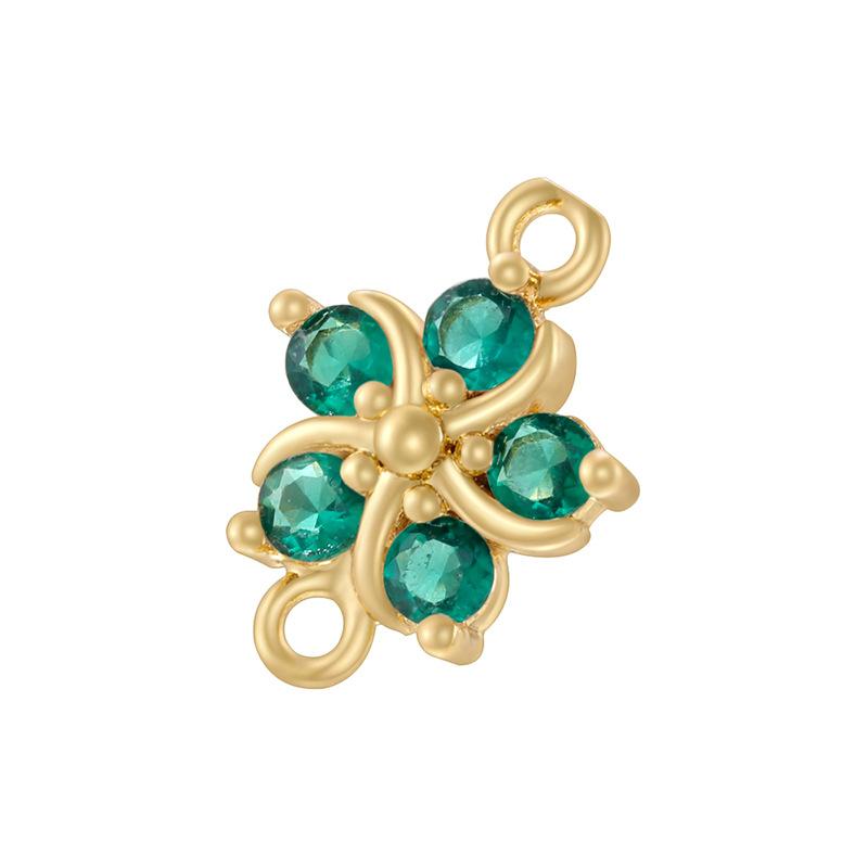 Temperament Light Luxury Copper Inlaid With Colored Diamonds Five-Petal Flower Hand Brand Personalized Diy Bracelet Necklace Flower Petal Connector