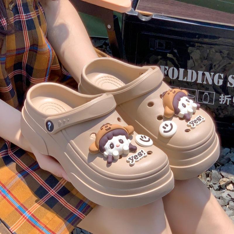 

Обувь с отверстиями EVA садовая женская обувь нескользящая модная двухцелевая с закрытым носком женские тапочки 39-40