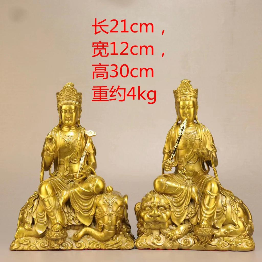 Manjushri Brass Home Decor Large Samantabhadra Mahavairocana Three Saints Buddha Statue Ornament
