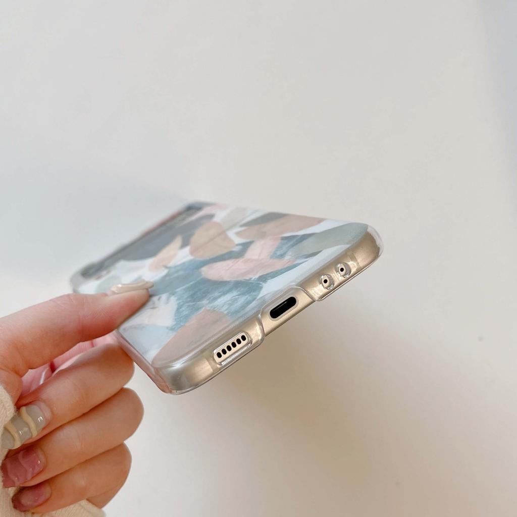 Blatt Cartoon Hülle für Samsung Galaxy Z Flip3 Flip4 Flip 3 4 5g Niedliche Paar Handyhülle Rückseite Ins Schutzhülle Capa