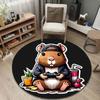 Minimalist Round Cat Multicolor Floor Rug, Non-Slip Floor Mat for Nursery