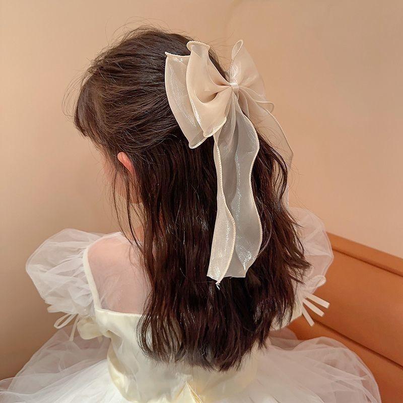 Large Hair Bow Clip with Long Tails Elegant Bows for Women Girls Hair Accessories
