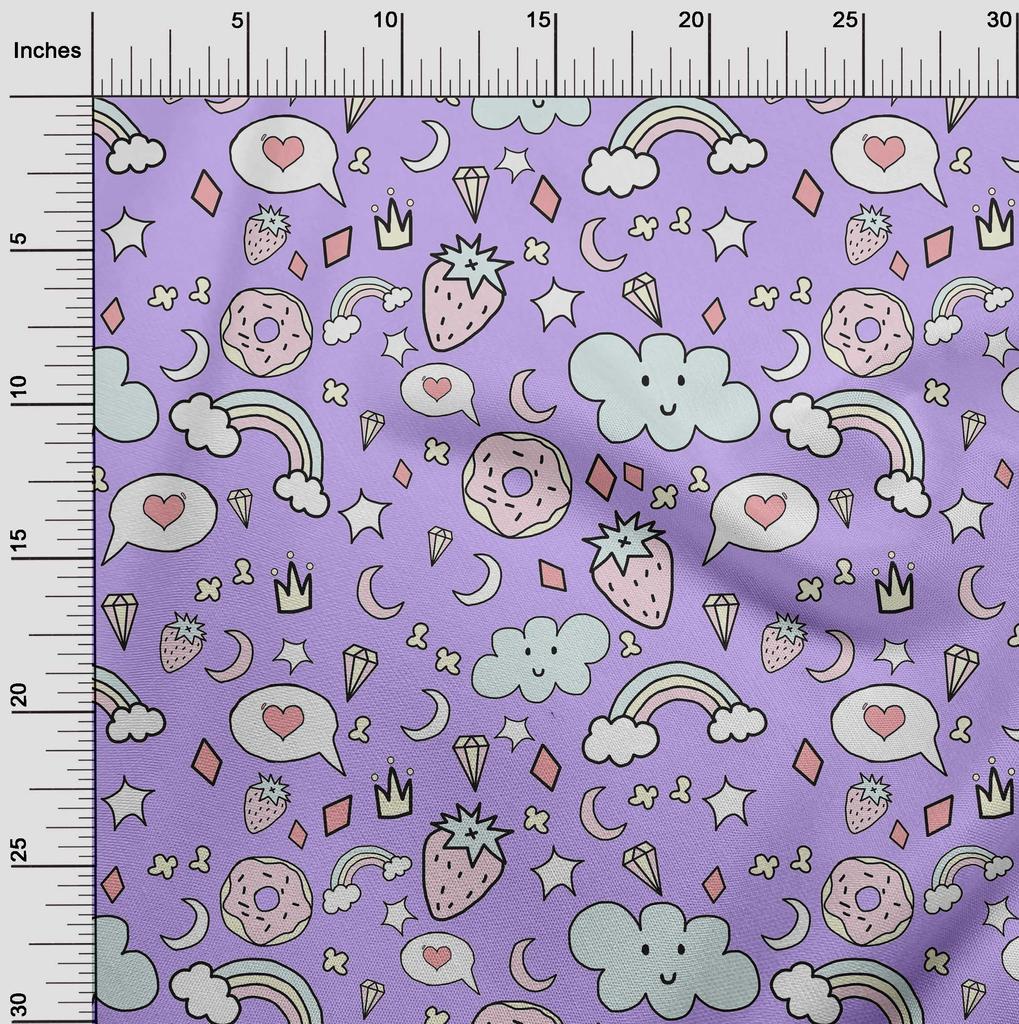 oneOone Cotton Poplin Amethyst Fabric Kawai Diy Clothing Quilting Fabric Print Fabric By Yard 42 Inch
